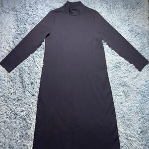 Mock Neck Midi Dress Size Small Petite Women’s Navy Blue Preppy Appleseeds